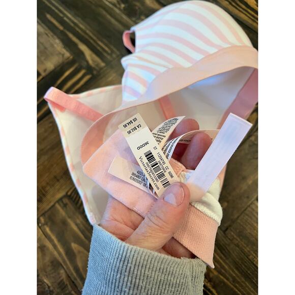 Victoria Secret 36 DDD T Shirt Lightly Lined Wireless Bra Pink Feminine Coquette - Picture 7 of 10